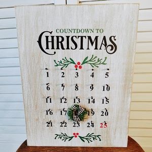 Handmade Countdown To Christmas Wooden Calendar, 25 Days of Christmas Calendar
